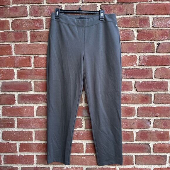 Eileen Fisher $198 washable flex ponte Stretch Tencel gray Ankle Pants M - Picture 1 of 16